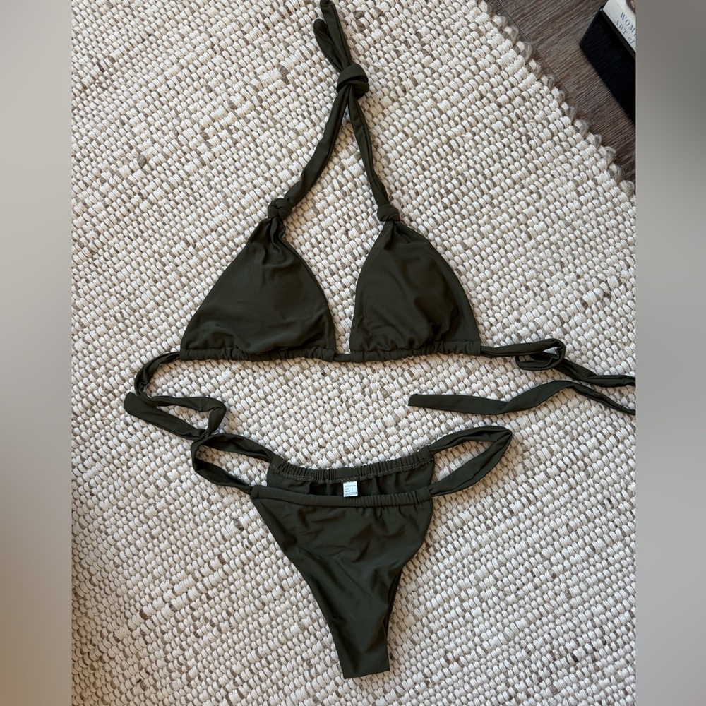 Olive Green Triangle Bikini Set